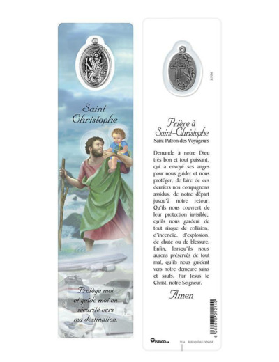 Signet plastifié avec médaille- ST CHRISTOPHE