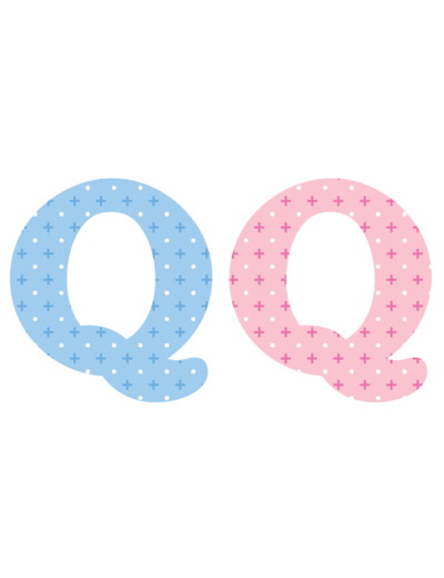 Lettre Q x2pcs. Hauteur 5.5cm