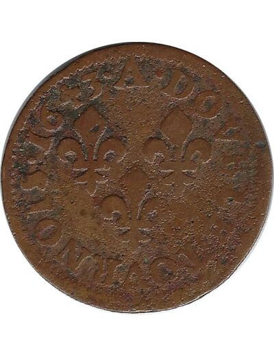 LOUIS XIII (1610-1643) DOUBLE TOURNOIS 1643 A (Paris) TB