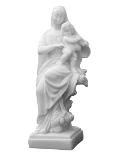 Vierge à l'Enfant- Statue en albâtre 21cm -Blanche
