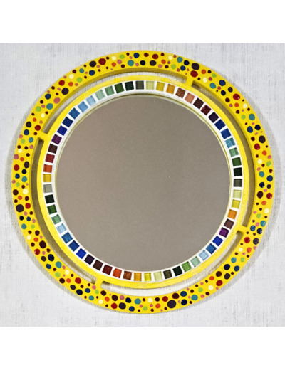 MON BEAU MIROIR – Bois, mosaïque & peinture (Ø 30 cm)