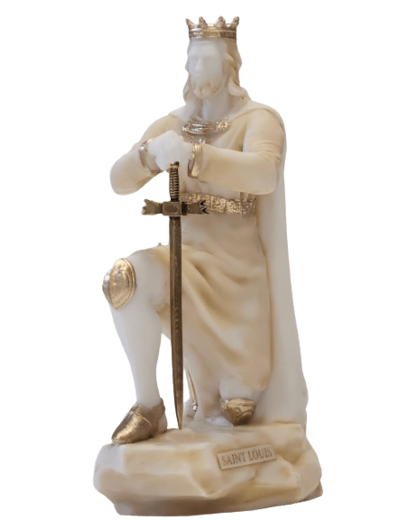 Saint Louis - Statue en albâtre 19cm - Beige et Or