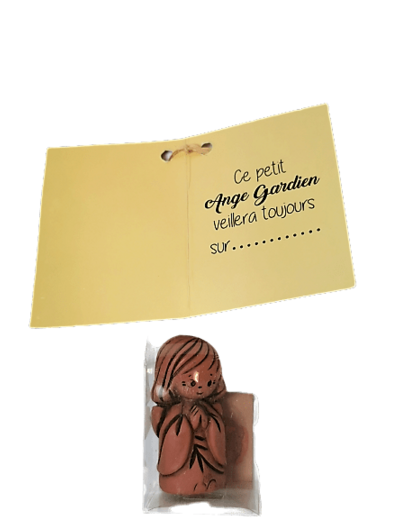 Ange Fille en résine Ton TERRE - 4cm - En boîte transparente