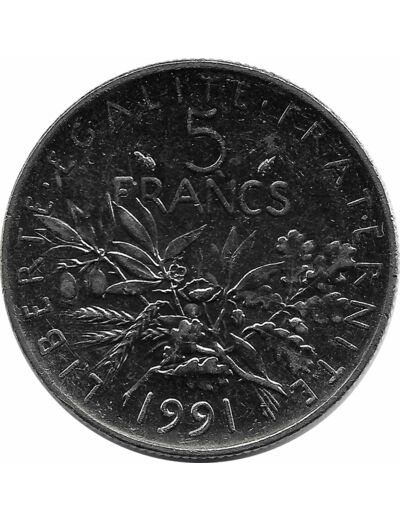 FRANCE 5 FRANCS ROTY 1991 SUP