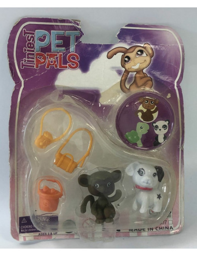 FIGURINE MINI PET PALS 2 FIGURINES CHIEN ET SINGE BOITE ABIMEE