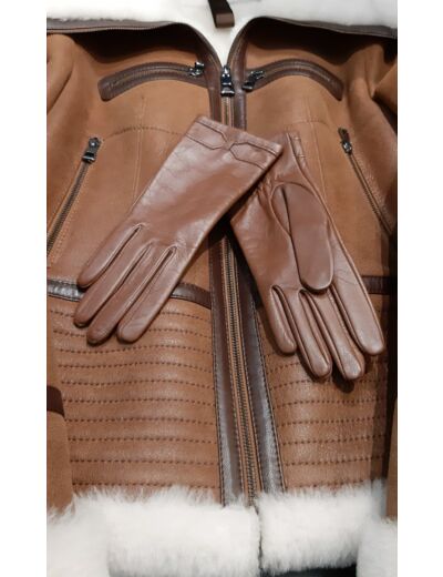 GF521Gants femme cuir marine, rouge, cognac