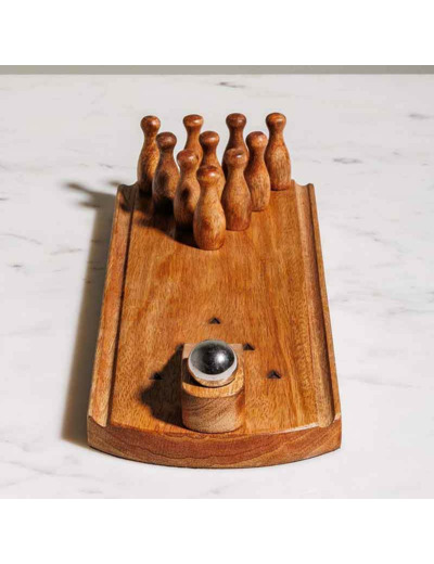 Jeu de bowling miniature manguier massif 8x31x13cm