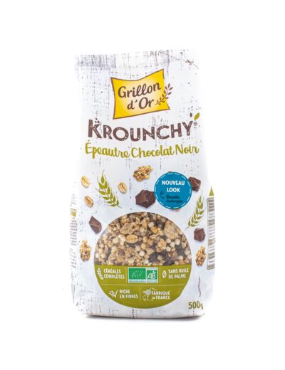 Céréales Déjeuner Krounchy Epeautre Chocolat Noir Bio 500g