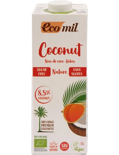 Boisson coco sans sucre 1L Ecomil