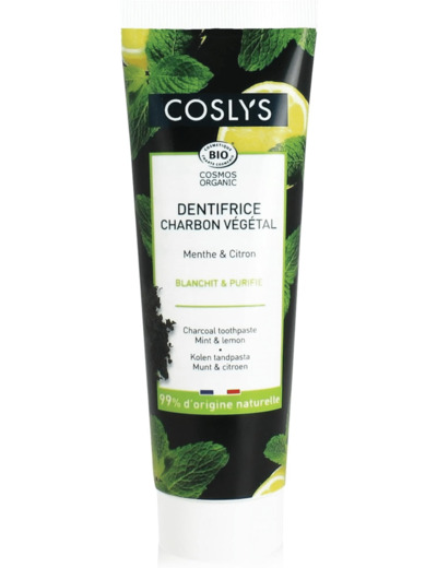 Dentifrice charbon menthe citron 100g Coslys