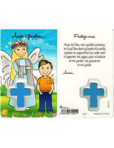 Carte-prière avec insertion pour enfant- ANGE GARDIEN GARCON