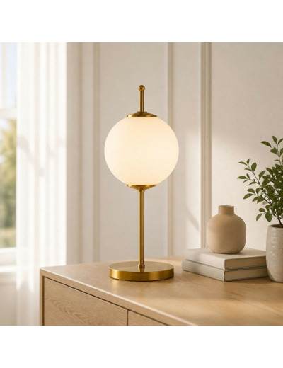 Lampe à Poser Boule Kota Led métal doré 20x20x52cm