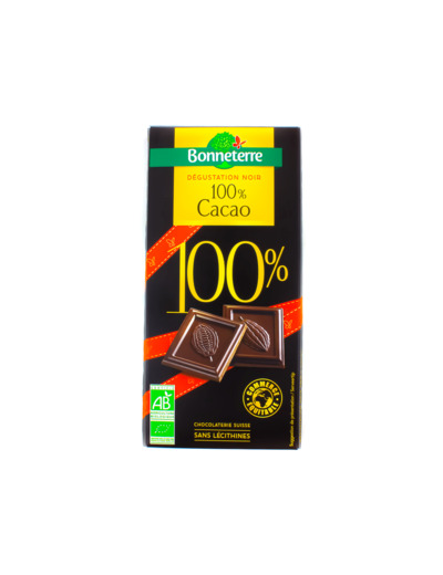 Chocolat Dégustation Noir 100% Cacao Bio 80g