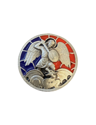 Magnet en métal relief 30mm - Bicolore - Saint Michel