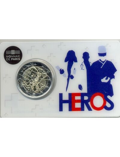 FRANCE 2020 2 EURO COMMEMORATIVE RECHERCHE MEDICAL HEROS COINCARD