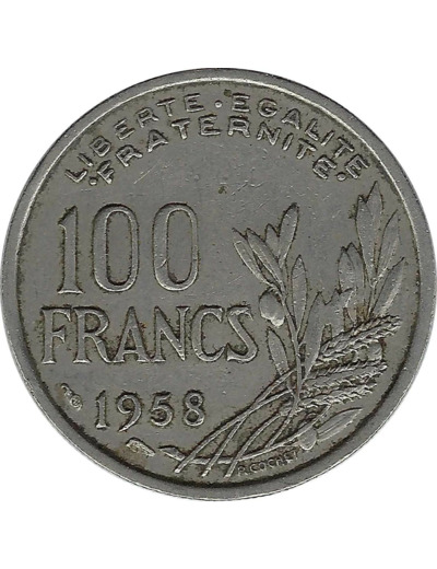 FRANCE 100 FRANCS COCHET 1958 TB+