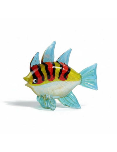 Figurine Miniature Poisson Tropical Zébré Verre 7x3x4cm