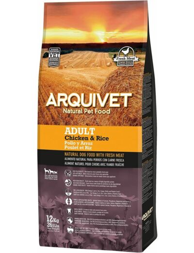 Arquivet  - Croquettes Adult pour Chiens Adultes - Poulet et Riz - 12 kg - ARQUIVET