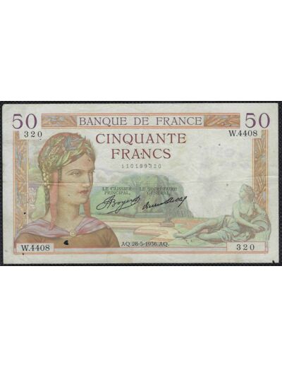 FRANCE 50 FRANCS CERES 28-5-1936 W.4408 TB
