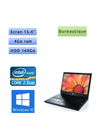 Dell Latitude E6500 - Windows 10 - 2.53 4Go 160Go - 15.4  - Ordinateur Portable PC