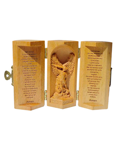 Triptyque en bois massif (Hêtre) - Ht 8cm - Saint Michel