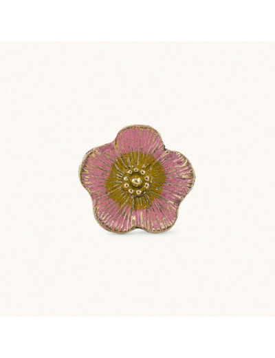 Bouton de tiroir Fleur Rose Laiton Recyclé 5x5x7cm