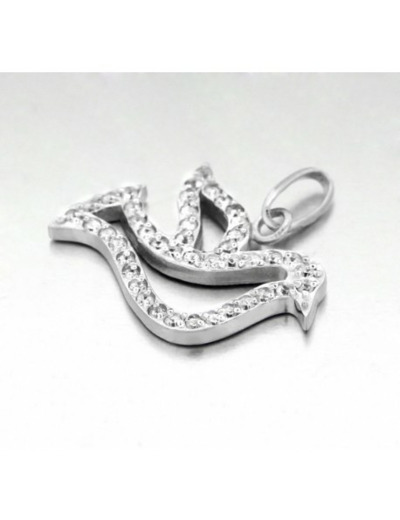 Pendentif en Argent 925 - COLOMBE + STRASS