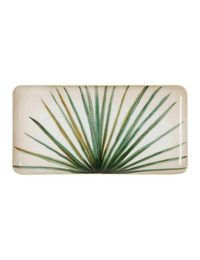 Plateau palmier vert et doré 31x16x31cm