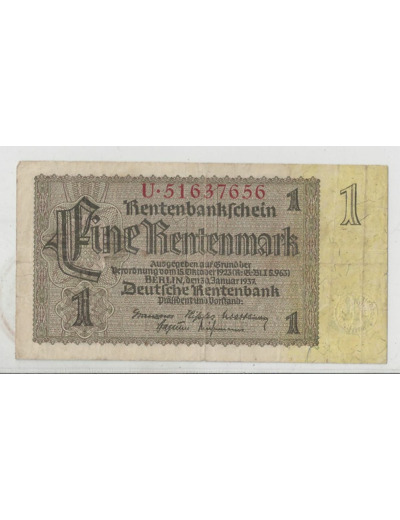 ALLEMAGNE 1 RENTENMARK 30 01 1937 TB+
