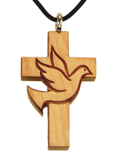 Croix en Bois d'Erable Vernis 3,5cm avec Cordon - COLOMBE