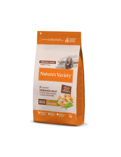 Nature Variety, HEALTHY GRAIN ADULT MED/MAXI POULET - 3KG