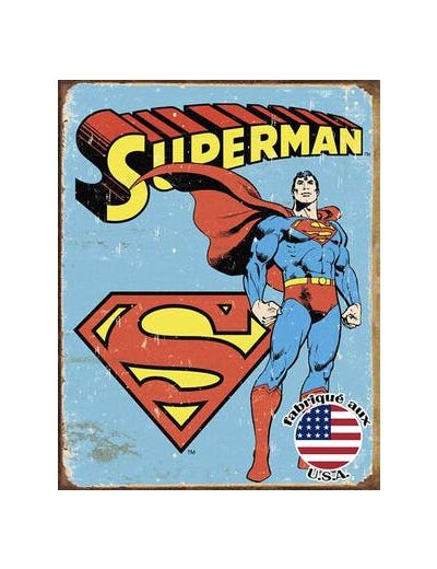 Plaque métal super héro - Superman - 31.5 x 40 cm.