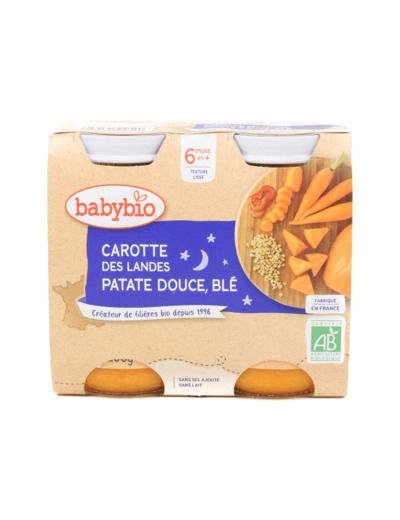 Pots Bébé Carotte Patate Douce Blé Bio 2x200g