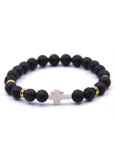 BRACELET élastique 8mm en pierre véritable- Lave