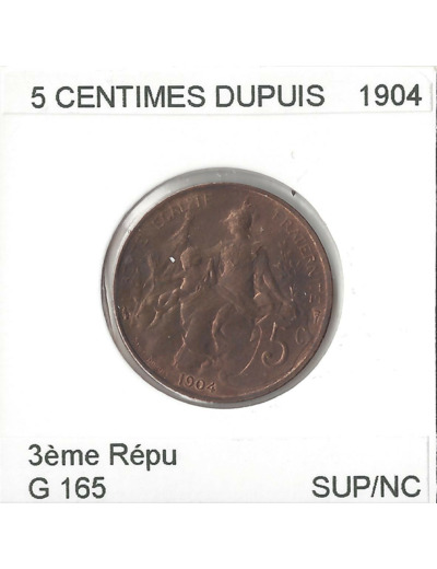 FRANCE 5 CENTIMES DUPUIS 1904 SUP/NC