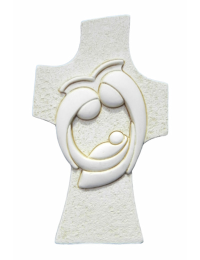 Croix résine à poser ivoire 9x5,5cm- SAINTE FAMILLE