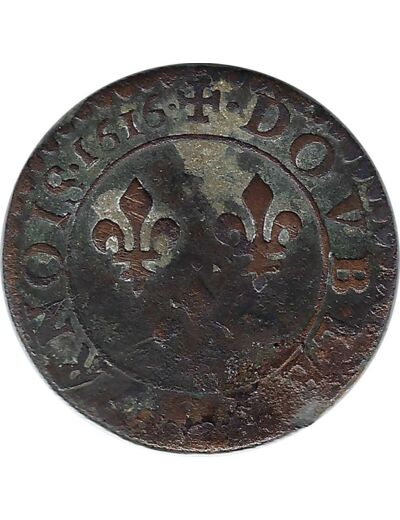 LOUIS XIII (1610-1643) DOUBLE TOURNOIS 1616 X (Amiens) B+ R3