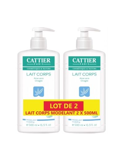 Lot de 2 Lait Corps Hydratant modelant aloe vera onagre 2 x 500ml