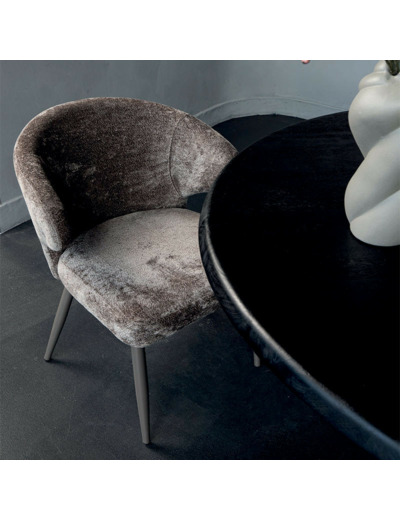 Fauteuil salle à manger tissu gris Ares Mocca 60x60x85cm