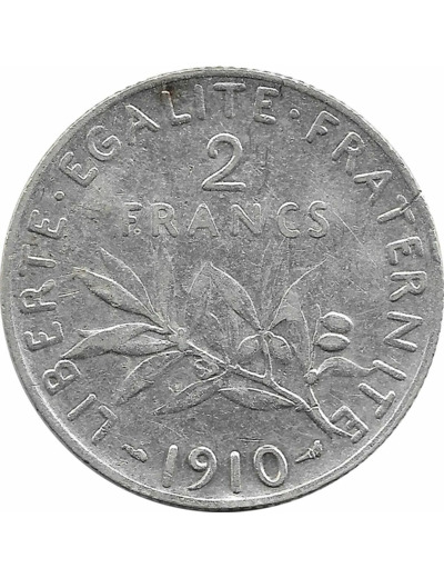 FRANCE 2 FRANCS SEMEUSE 1910 TTB-