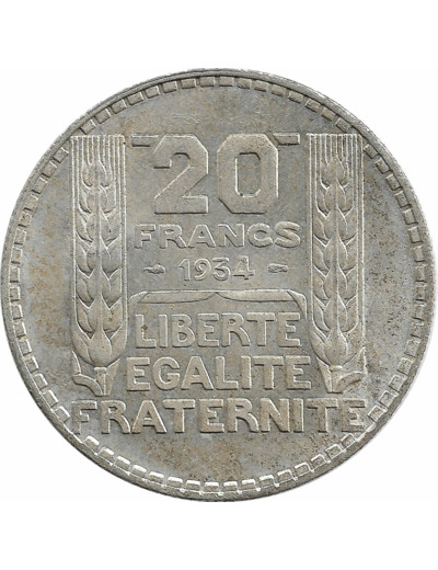 FRANCE 20 FRANCS TURIN 1934 SUP N1