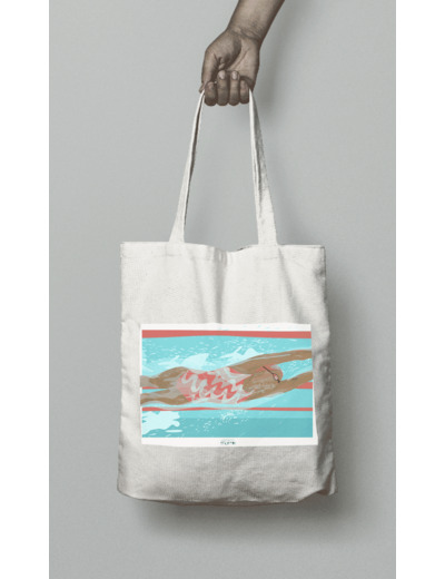 Tote bag ou sac natation "la nage de la fille"