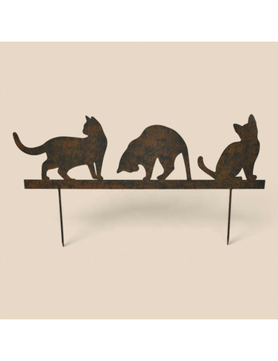 Silhouette déco jardin Chats 60x19cm
