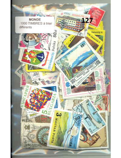 1000 TIMBRES DU MONDE DIFFERENTS A TRIER  *127