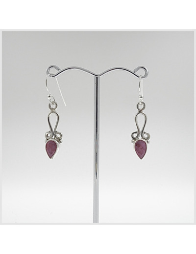 Boucles d'oreilles Rubis et Argent Massif