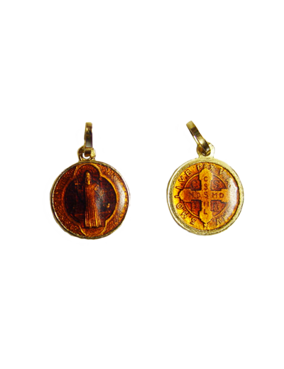 Médaille 18mm en Plaqué Or Emaillé - St Benoît
