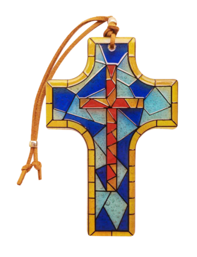 Croix en verre 8x12cm- VITRAIL CROIX
