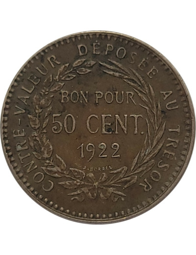 MARTINIQUE 50 CENT 1922 TTB (Lec 8)