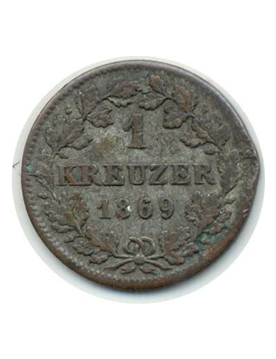 ALLEMAGNE BAYERN 1 KREUZER 1869 TB+ (W873)