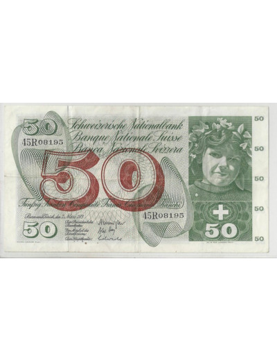 SUISSE 50 FRANCS FRANKEN 07 03 1973 SERIE 45 R 08195 TTB